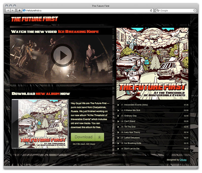 Промо-сайт для альбома The Future First: <a href="http://thefuturefirst.ru">www.thefuturefirst.ru</a>